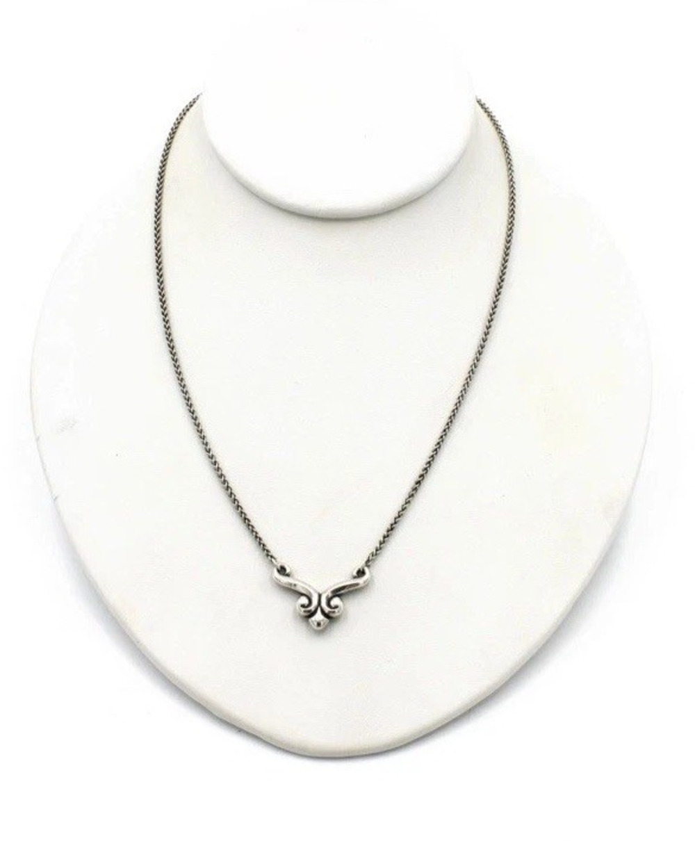 James Avery Retired Sterling Silver Scrolled Adjustable Spiga Necklace 14" - 16"
